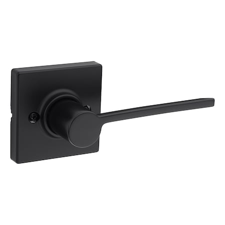 Kwikset Right Hand Ladera Lever with Square Rose Half Dummy Matte Black Finish 488LRLSQTRH-514